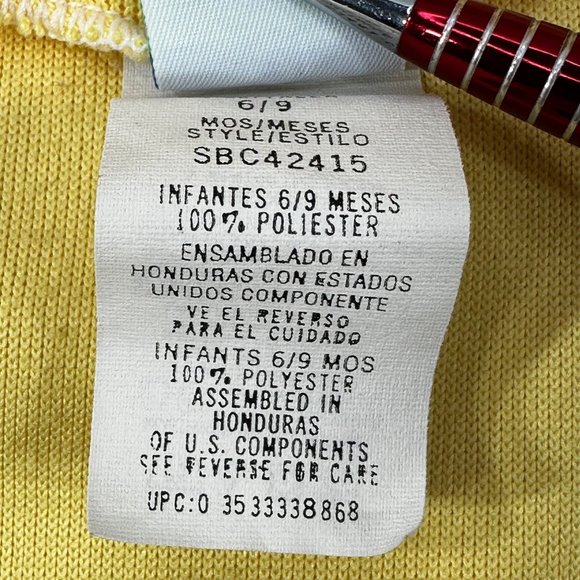 Simply Basics Baby Size 6-9 Month Duck One Piece Sleeper Yellow Preowned - Picture 5 of 15